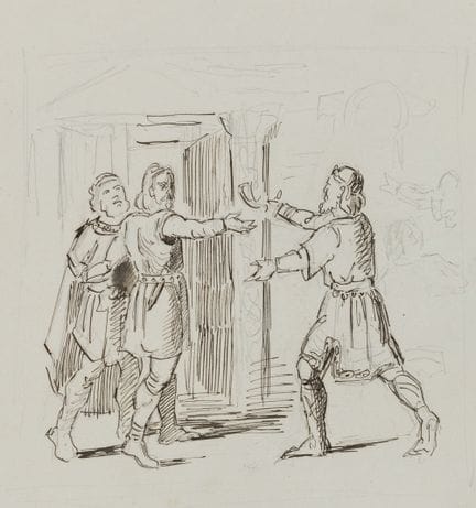 E. RONDAHL (1858-1914), Escena nórdica de bienveni
