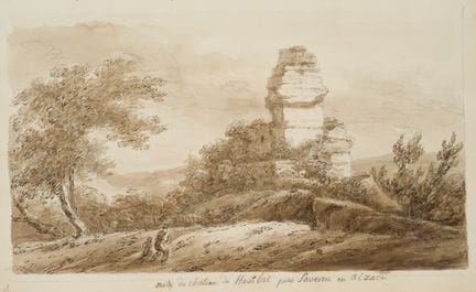 I. DUVIVIER (1758-1832), Le rovine del castello di