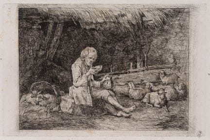 E. DESSAIN (1808-1882), Un pastore che si riposa, 