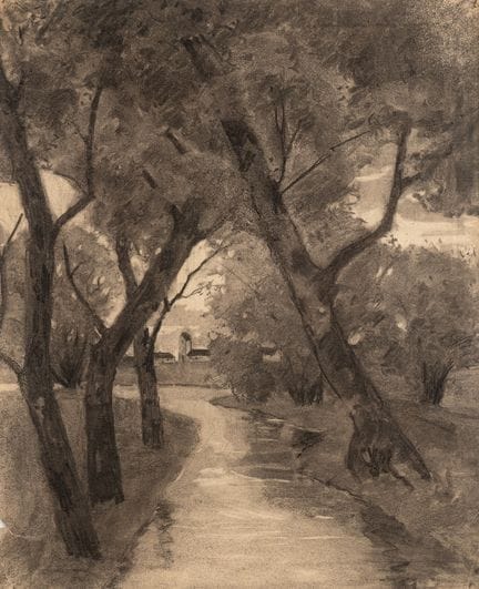 I. INVIERNO (siglo XX), Arroyo y árboles, carbonci