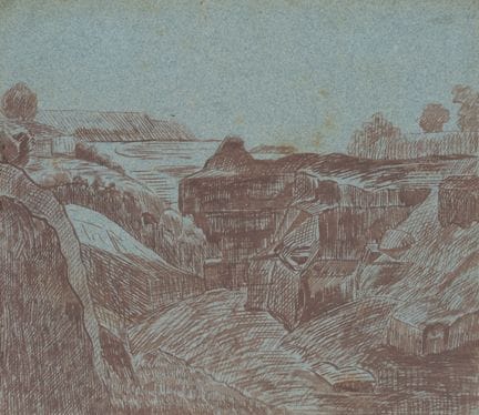 Desconocido (siglo XIX), Paisaje con granjas, haci