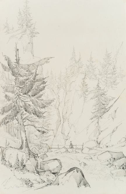 E. BRETENIÈRES (*1804), Cascata presso Rosenlaui, 