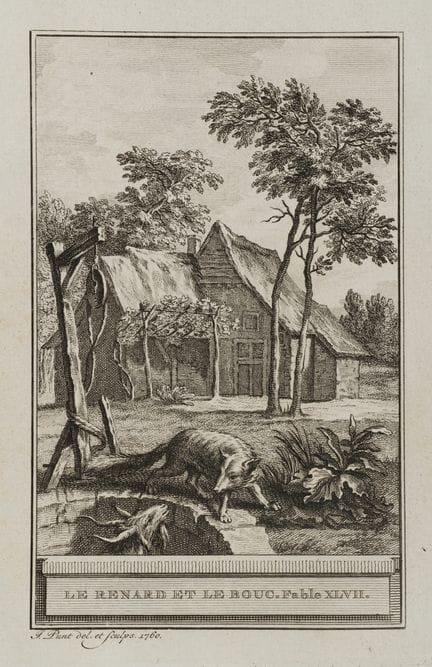 J. PUNT (1711-1779), A fox and a billy goat by the