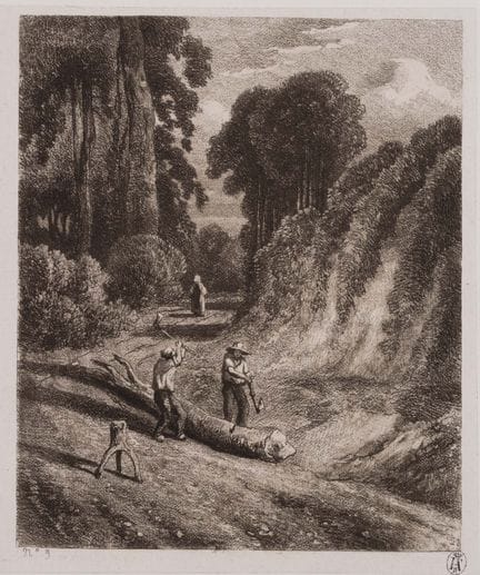 L. MARVY (XIX secolo), Boscaioli al lavoro nella f