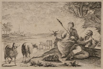 Anonimo (XVIII secolo), Una scena pastorale con un