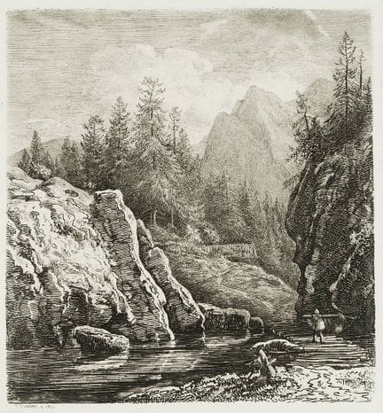 F. EZDORF (1807-1858), Il contadino sul ponte di t