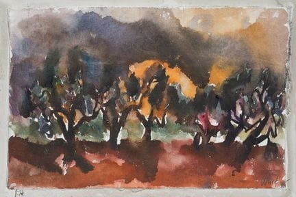 C. KRUCK (1925-1985), Ulivi sul Lago di Bolsena,  