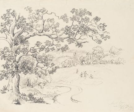 Anonimo (XIX secolo), Grove, paesaggio britannico,