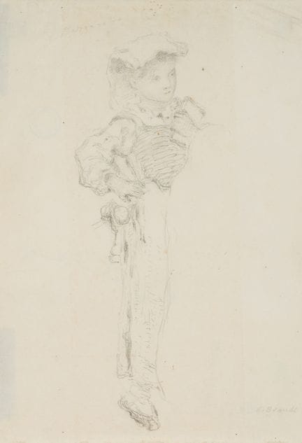 O. BRANDT (1828-1892), Schizzo: un bambino in cost