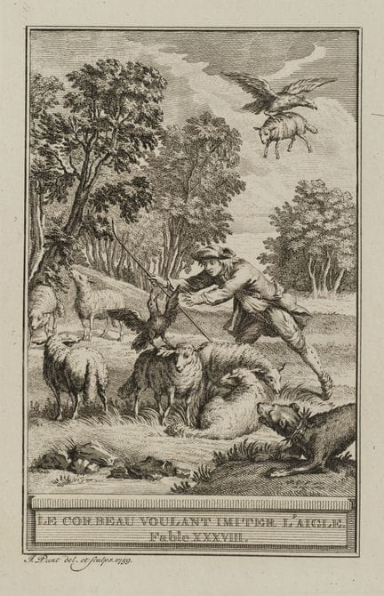 J. PUNT (1711-1779), «El cuervo quiere imitar al á