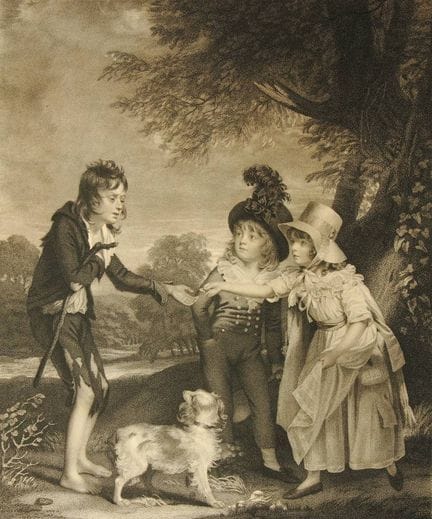 C. WILKIN (1750-1814), Bambini che aiutano i ragaz