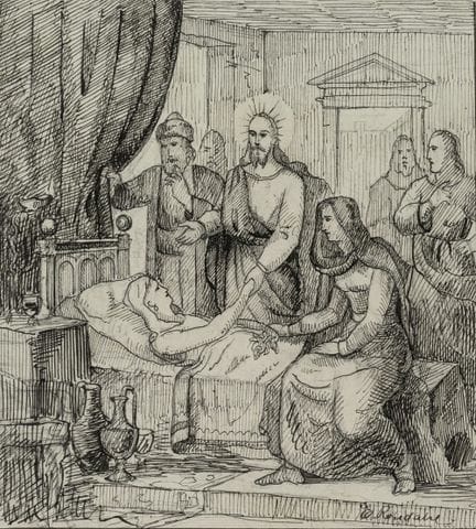 E. RONDAHL (1858-1914), Escena bíblica: Jesús visi
