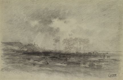 L. NEUBERT (1846-1892), Paisaje costero con marism