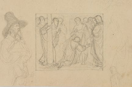 Círculo de M. SCHWIND (1804-1871), Boceto: Jesús c