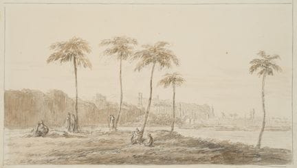 I. DUVIVIER (1758-1832), Il Cairo con palme, inchi