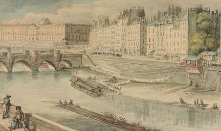D. BURGDORFER (*1800), Veduta del Pont Neuf a Pari