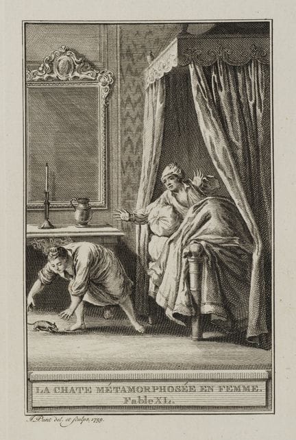 J. PUNT (1711-1779), The Cat as a Woman,  1759, Et