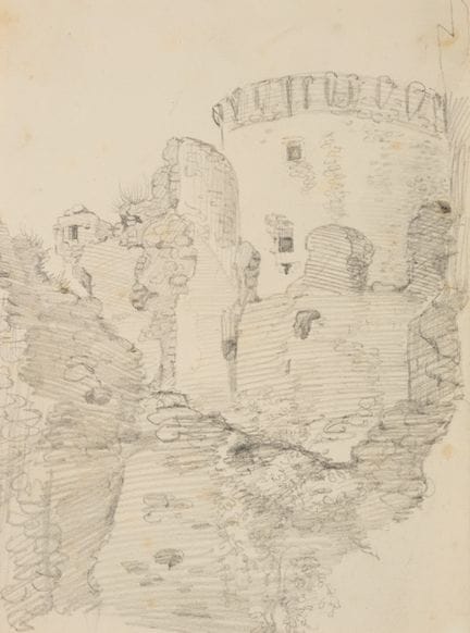 W. CAMPHAUSEN (*1818), Veduta delle mura di un cas