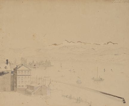 Desconocido (siglo XIX), La orilla del lago en Zúr