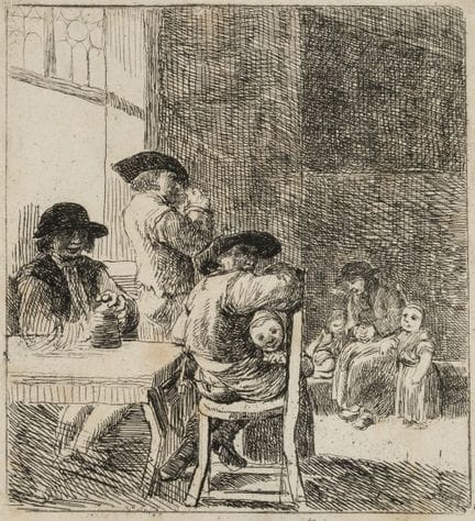 J. KLENGEL (1751-1824), Una familia en una taberna