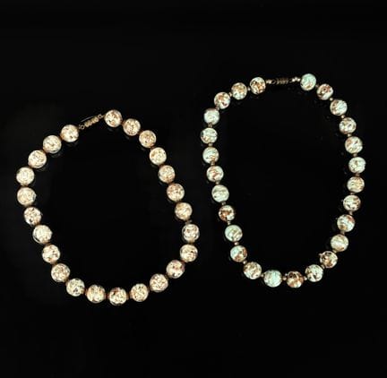 Set aus 2 Halsketten aus Glasperlen im Murano-Stil