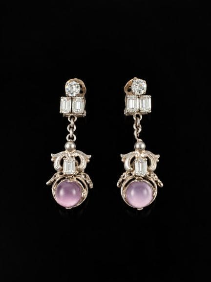 Paire de clips d'oreilles en pendants en métal arg