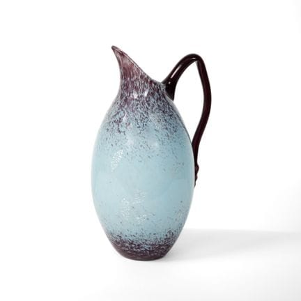 Vase en verre multicouche marmoréen bleu ciel et m