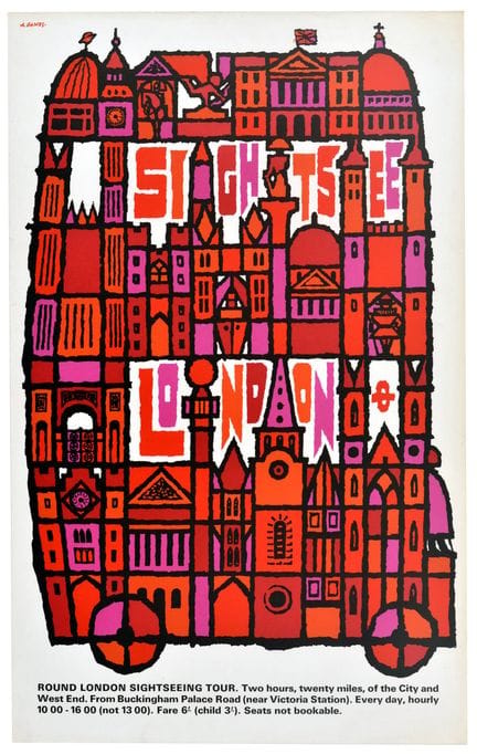 Affiche de voyage vintage originale de London Tran