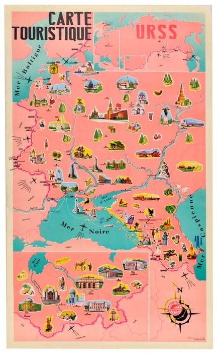 Cartel antiguo original de época: «Carte Touristiq