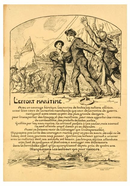 Affiche Ancienne Original antique World War One po