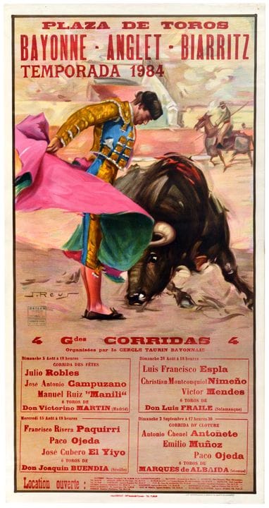 Manifesto d'epoca originale per la Plaza Toros di 