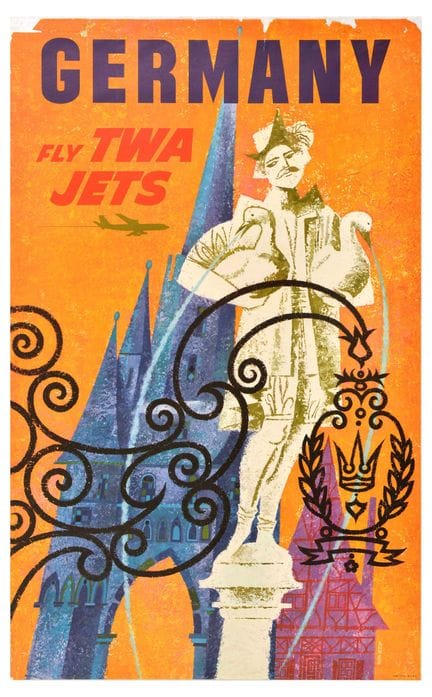 Affiche Ancienne Manifesto di viaggio originale d'