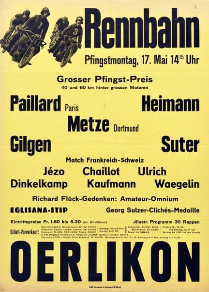 Affiche Ancienne Originales Plakat für ein Motorra