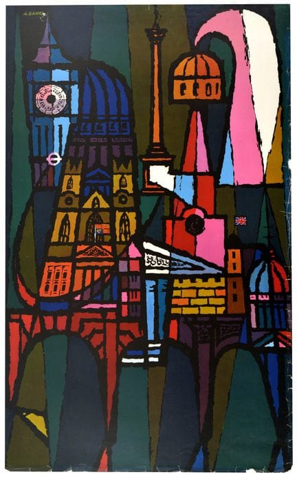 Affiche ancienne originale de publicité pour les t