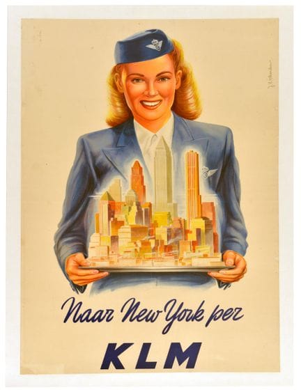 Manifesto d’epoca originale dedicato ai viaggi aer