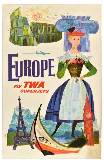 Affiche Ancienne Affiche de voyage originale pour 