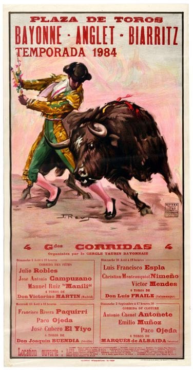 Manifesto d'epoca originale per la Plaza Toros di 