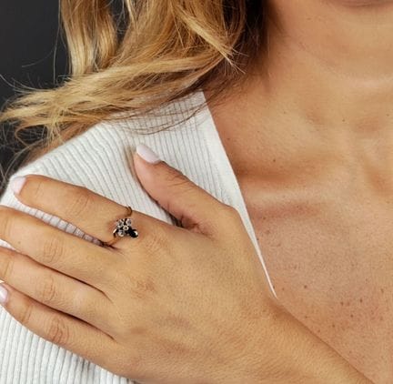 Fine bague en or jaune et gris 750 millièmes styli