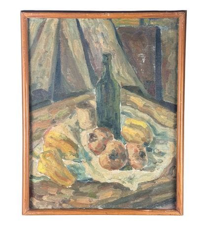SCUOLA ITALIANA 布面油画，20 世纪，意大利画派，描绘静物。包括画框的尺寸：52x5