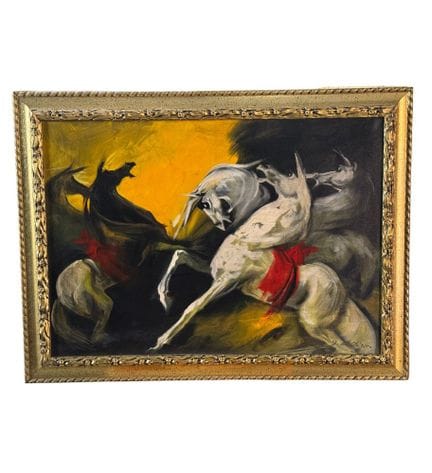 匿名
布面油画，向乔治·德·基里科致敬，20世纪作品，意大利画派，描绘马匹。含画框尺寸：80x60 