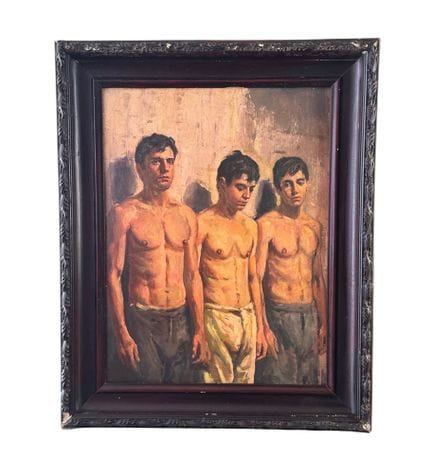 匿名
20世纪意大利画派作品，丙烯画，绘于硬纸板上，描绘了三名男性人物。画框尺寸：51×63 厘米。