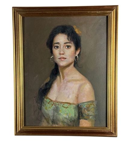 匿名
纸板油画，20 世纪意大利画派，描绘一位女性的肖像。包括画框在内的尺寸：51x41 厘米。内框