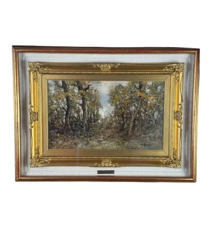 奥古斯托-拉迪斯
画板油画，20 世纪意大利画派，描绘森林风景。包括画框在内的尺寸：58x78 厘米