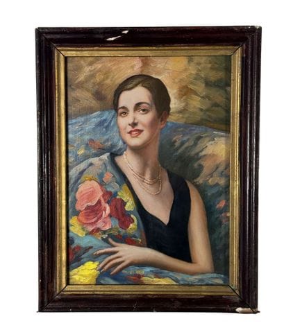 匿名
画板油画，20 世纪意大利画派，描绘一位女性的肖像。包括画框在内的尺寸：31x40 厘米。内框