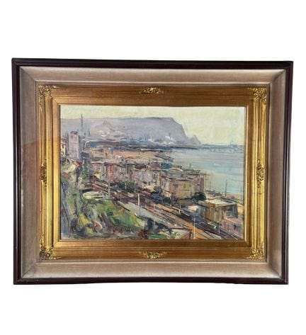 尼古拉-坎扎内拉
木板油画，20 世纪意大利画派，描绘波佐利的一条街道。包括画框在内的尺寸：81 ×