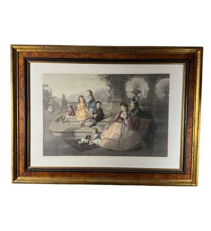 匿名
彩色版画，20 世纪，意大利画派，描绘露台上的人物。包括画框在内的尺寸：119.5 × 88.