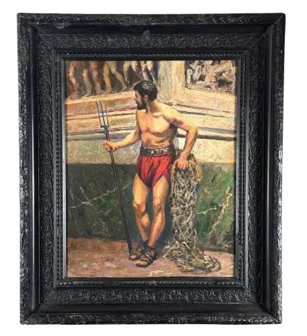 匿名
画板油画，20 世纪欧洲画派，描绘的是一位战士的肖像。包括画框在内的整体尺寸：60x70 厘米