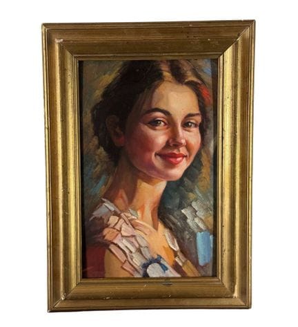 匿名
画板油画，20 世纪意大利画派，描绘一位年轻女性的肖像。包括画框在内的尺寸：33 x 46 厘