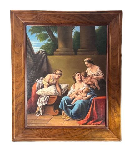 SCUOLA ITALIANA 帆布油画，镶板，19/20 世纪，意大利画派，描绘圣经场景。包括画框