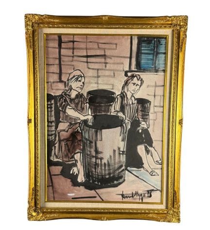 签名不明
布面油画，20 世纪，意大利画派，描绘两个人物。包括画框在内的尺寸：83x64 厘米。内框